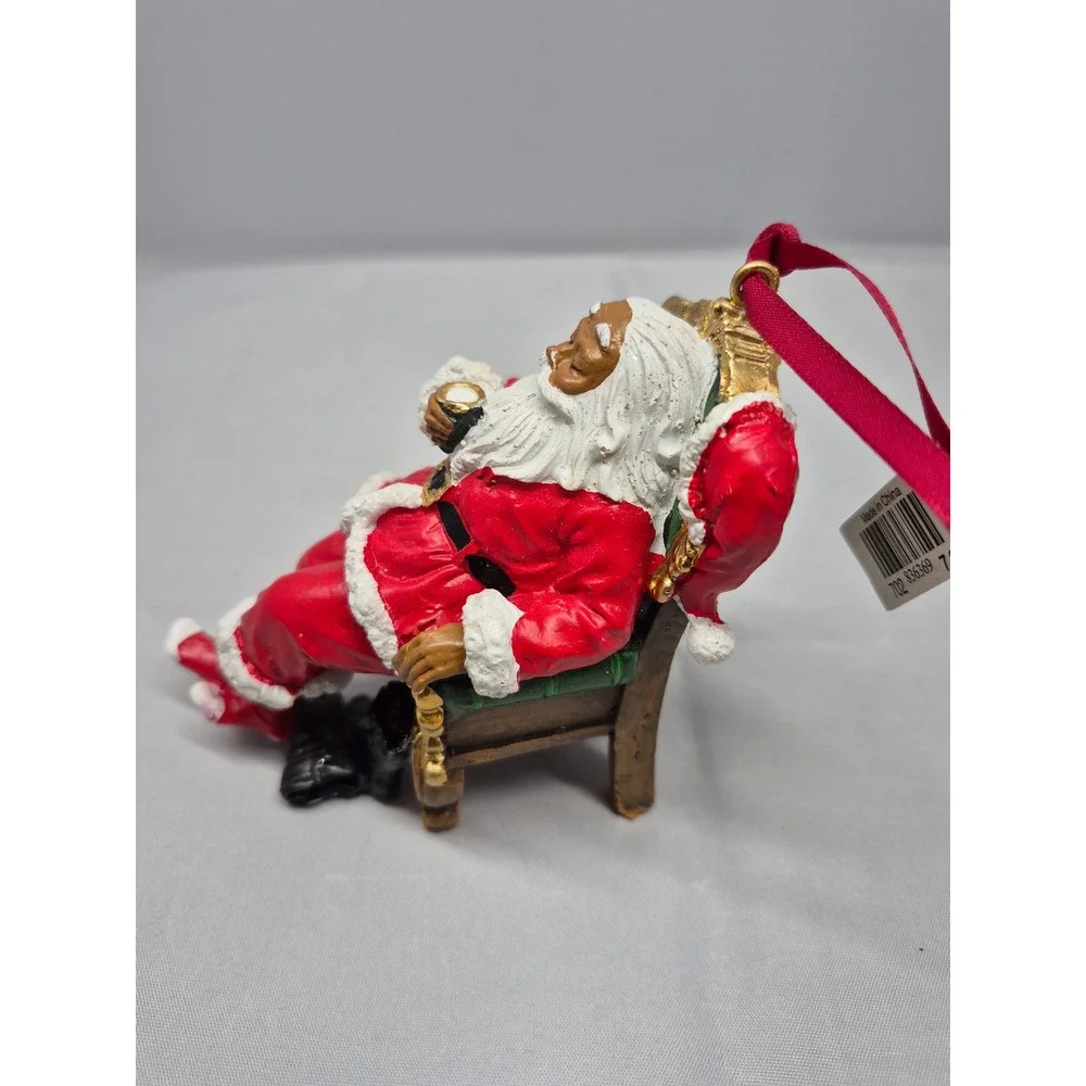 CBOCS Santa Ornament African American Reclining Chair Christmas‎ Decor set of 6